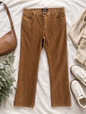 Chaps Petite Madden Straight Brown Stretch Corduroy Pants Size 6P